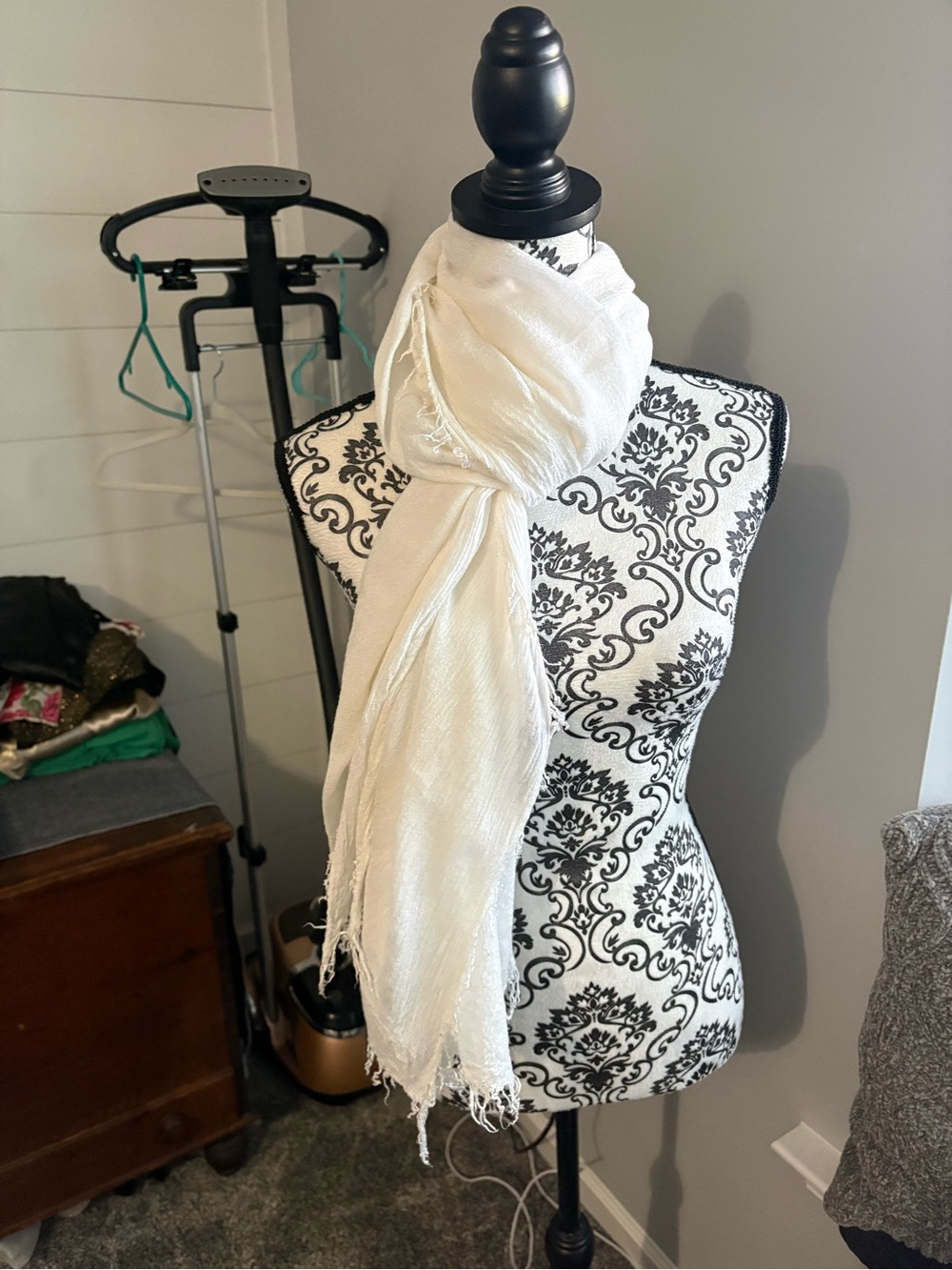 Cream white Lightweight Fashion Scarf - Elegant Draped Accessory
